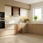 L shape modular kitchen with modern finishes and space-saving layout
