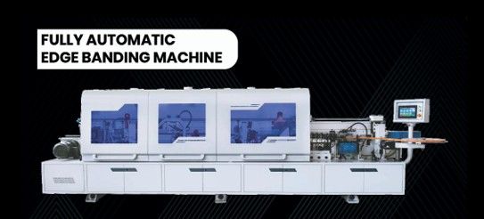 We use a fully automatic edge banding machine.