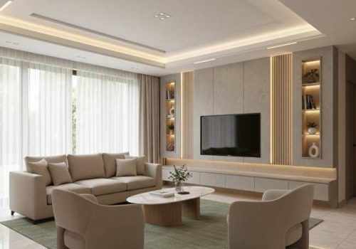 Stylish modern living room interior by designers in Perinthalmanna