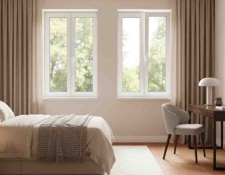 Tilt and turn uPVC windows with dual opening options for ventilation, safety, and easy cleaning