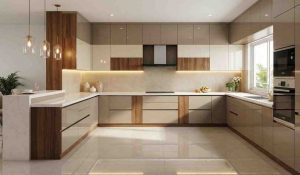 U shape modular kitchen with premium cabinetry and maximum workspace