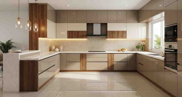 U shape modular kitchen with premium cabinetry and maximum workspace