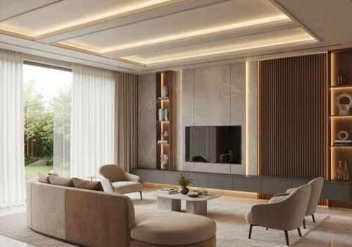 Modern living room interior design by expert designers in Perinthalmanna