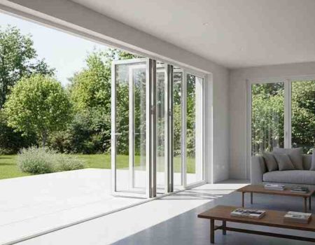uPVC folding doors by Home Fix Interiors LLP in Perinthalmanna allowing maximum opening space